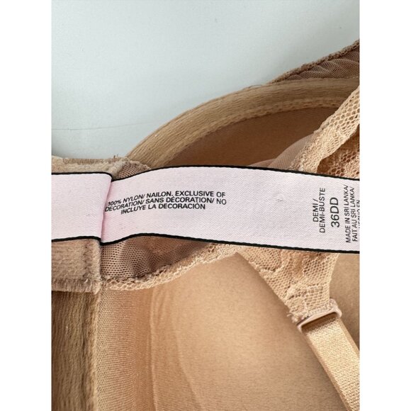 Victoria's Secret Demi Bra Taupe Beige Underwire Floral Lace Overlay Size 36DD - Picture 6 of 6
